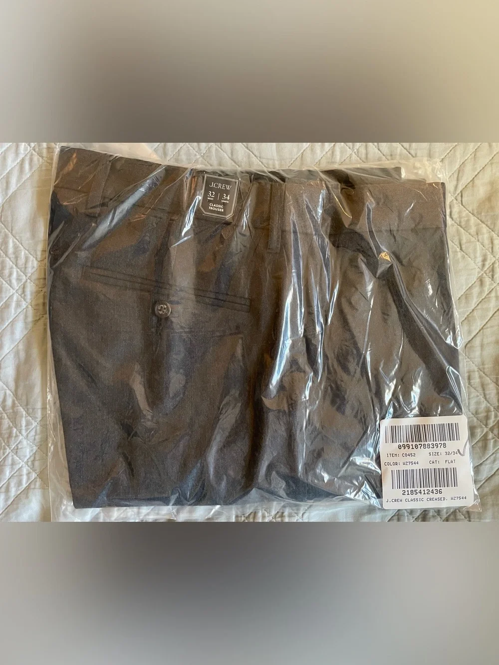 J.CREW Classic creased wool trouser in Heathered Charcoal Size 32 NWT CO452